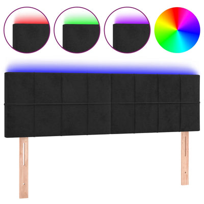 LED Headboard Black 144 cm Velvet