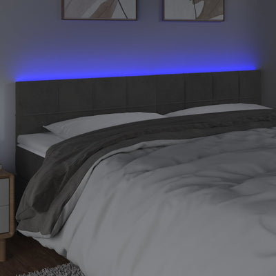 LED Headboard Dark Grey 160x5x78/88 cm Velvet