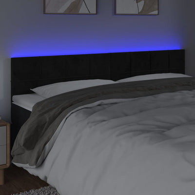 LED Headboard Black 160x5x78/88 cm Velvet