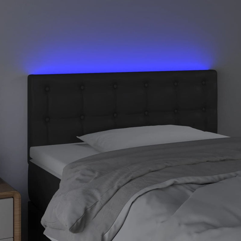 LED Headboard Black 100 cm Faux Leather