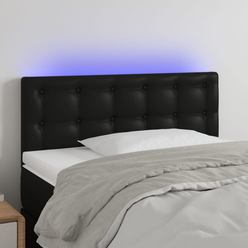 LED Headboard Black 100 cm Faux Leather