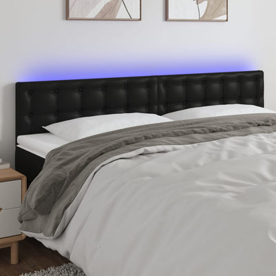 LED Headboard Black 200 cm Faux Leather