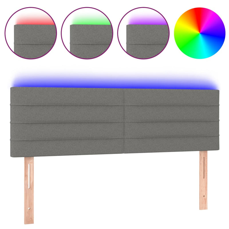 LED Headboard Dark Grey 144x5x78/88 cm Fabric