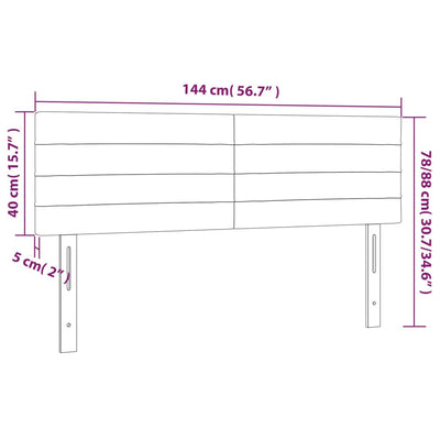 LED Headboard Dark Grey 144x5x78/88 cm Fabric