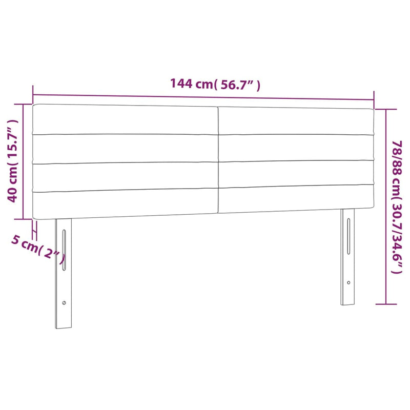 LED Headboard Dark Grey 144x5x78/88 cm Fabric