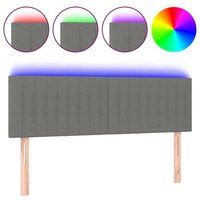 LED Headboard Dark Grey 144 cm Fabric