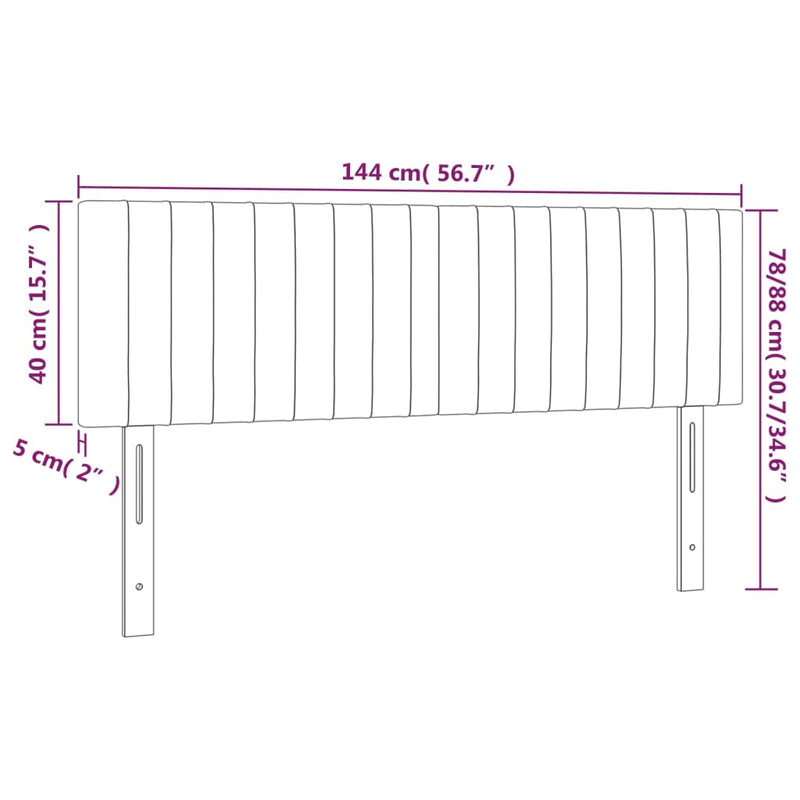 LED Headboard Dark Grey 144 cm Fabric