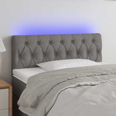 LED Headboard Dark Grey 100 cm Fabric