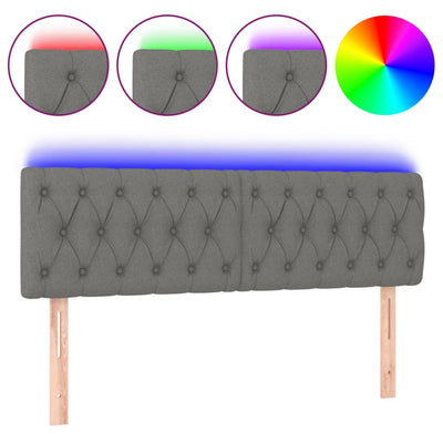 LED Headboard Dark Grey 144x7x78/88 cm Fabric