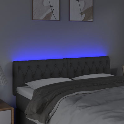 LED Headboard Dark Grey 160 cm Fabric