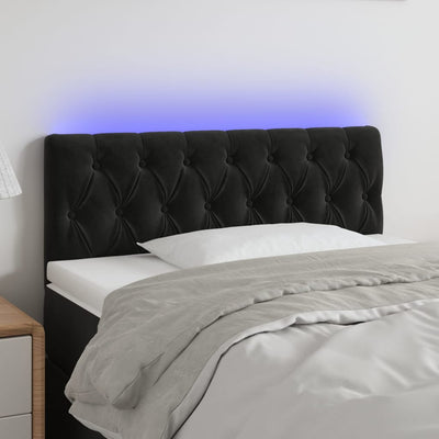 LED Headboard Black 100x7x78/88 cm Velvet