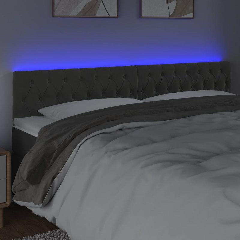 LED Headboard Dark Grey 200 cm Velvet