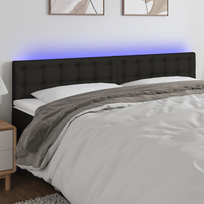 LED Headboard Black 160x5x78/88 cm Fabric