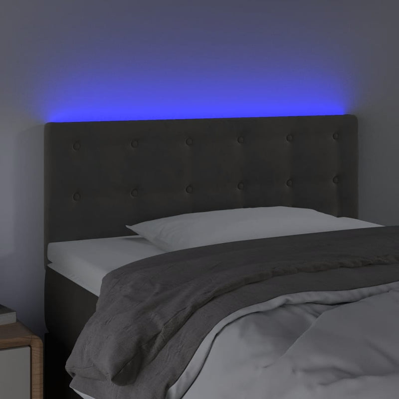 LED Headboard Dark Grey 100x5x78/88 cm Velvet