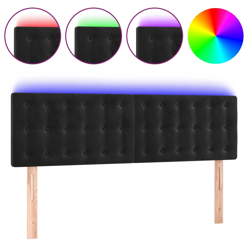 LED Headboard Black 144x5x78/88 cm Velvet