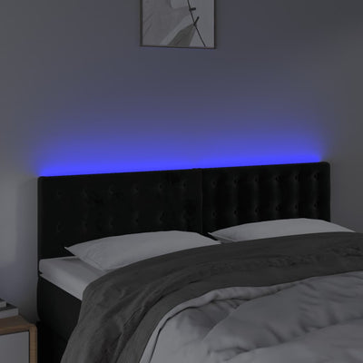 LED Headboard Black 144x5x78/88 cm Velvet