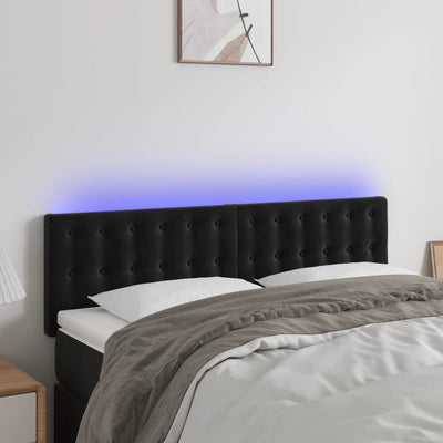 LED Headboard Black 144x5x78/88 cm Velvet