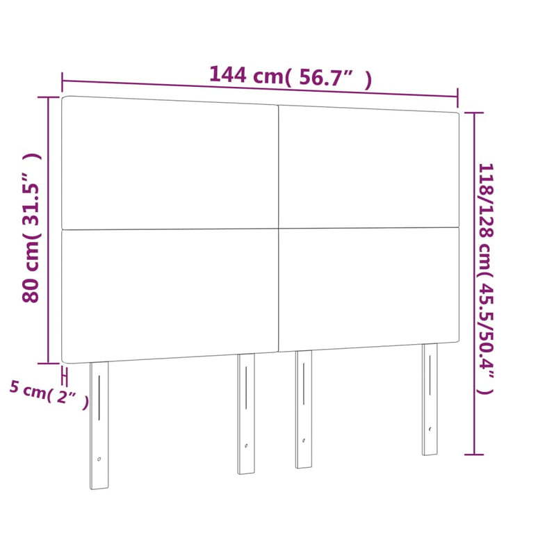 LED Headboard Dark Grey 144 cm Fabric