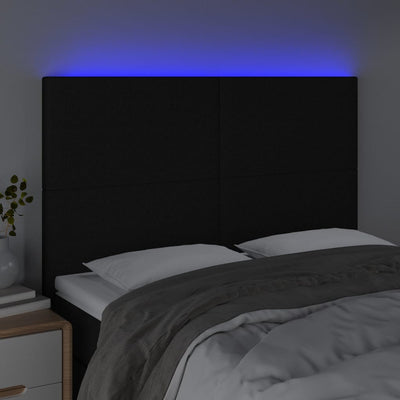 LED Headboard Black 144 cm Fabric