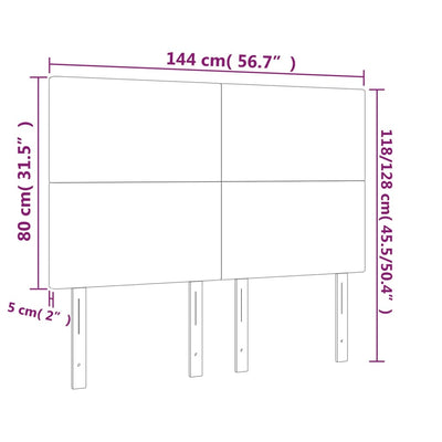 LED Headboard Black 144 cm Fabric