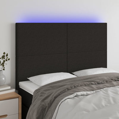 LED Headboard Black 144 cm Fabric