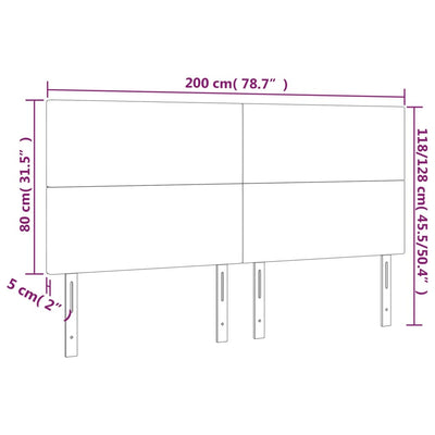 LED Headboard Black 200 cm Fabric