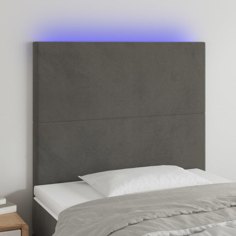 LED Headboard Dark Grey 80 cm Velvet