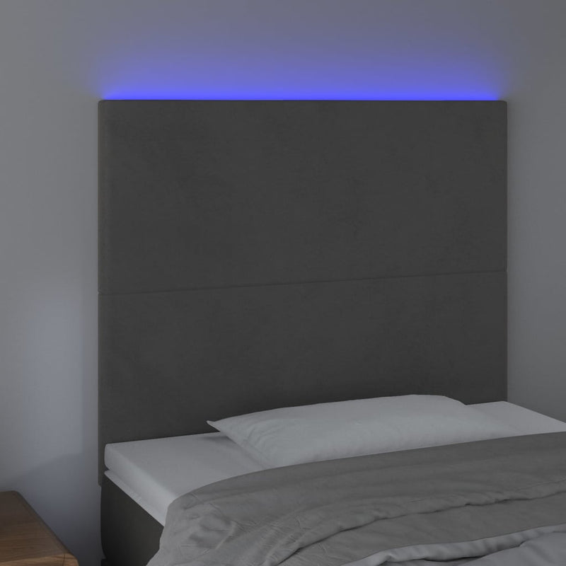 LED Headboard Dark Grey 100 cm Velvet