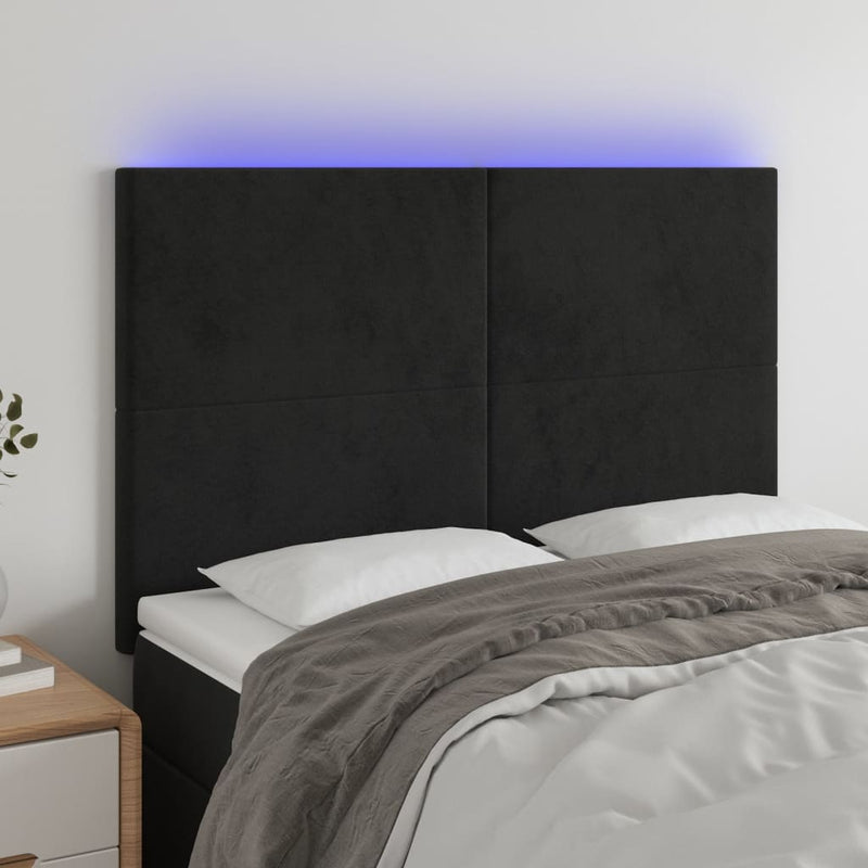 LED Headboard Black 144x5x118/128 cm Velvet