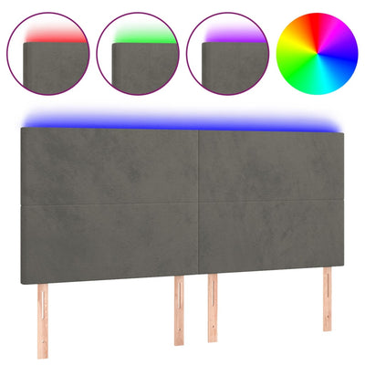 LED Headboard Dark Grey 160x5x118/128 cm Velvet