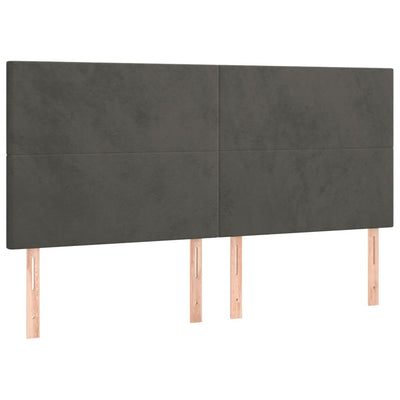 LED Headboard Dark Grey 160x5x118/128 cm Velvet