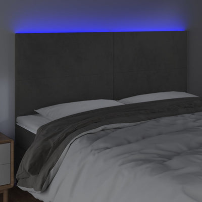 LED Headboard Dark Grey 200 cm Velvet