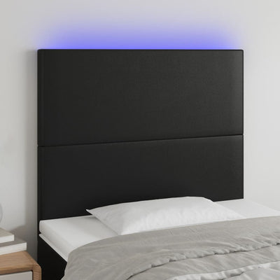 LED Headboard Black 100 cm Faux Leather