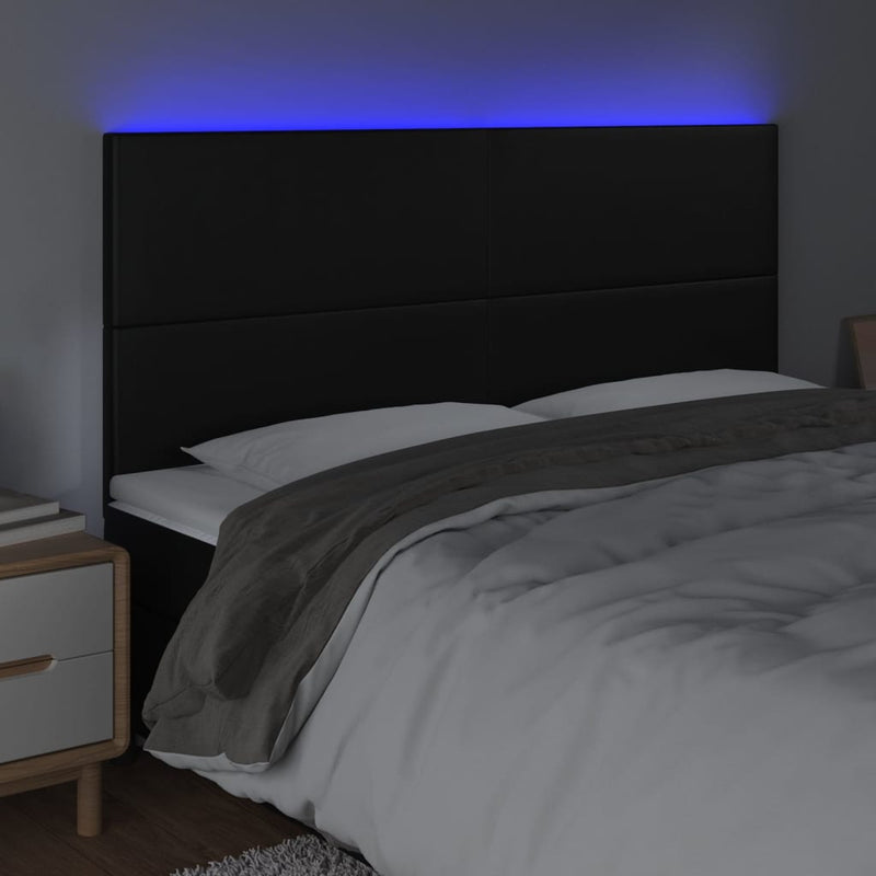 LED Headboard Black 200 cm Faux Leather