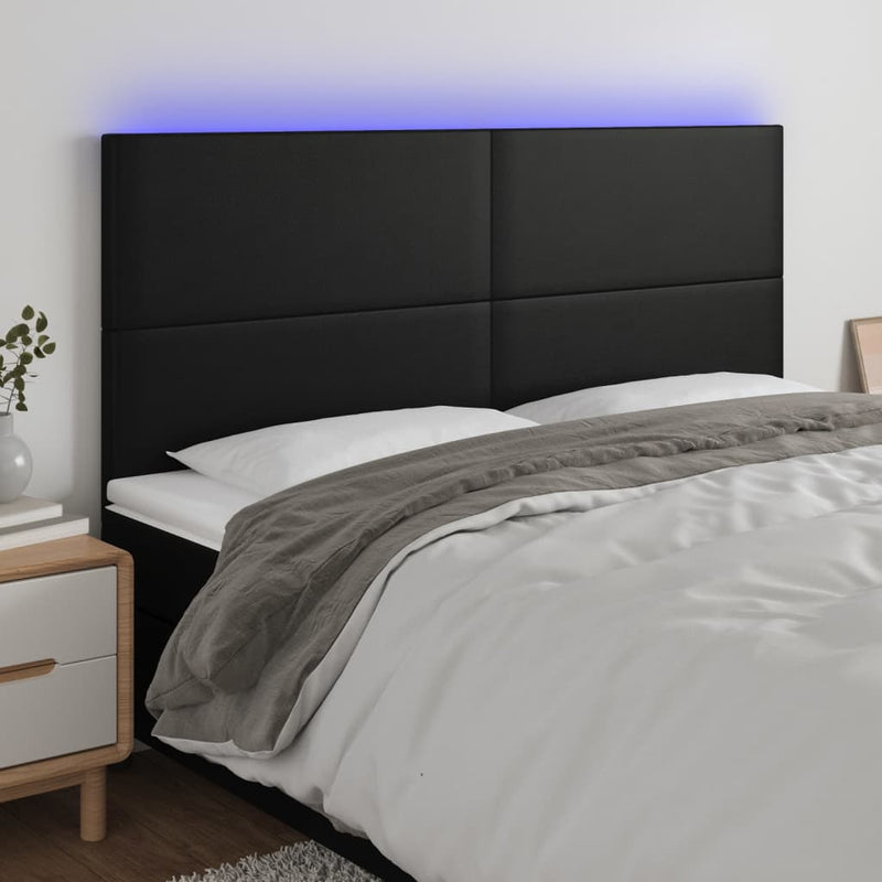 LED Headboard Black 200 cm Faux Leather