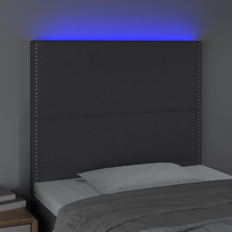 LED Headboard Dark Grey 80 cm Fabric