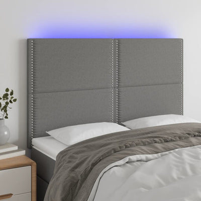 LED Headboard Dark Grey 144x5x118/128 cm Fabric