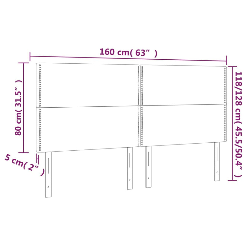 LED Headboard Dark Grey 160 cm Fabric