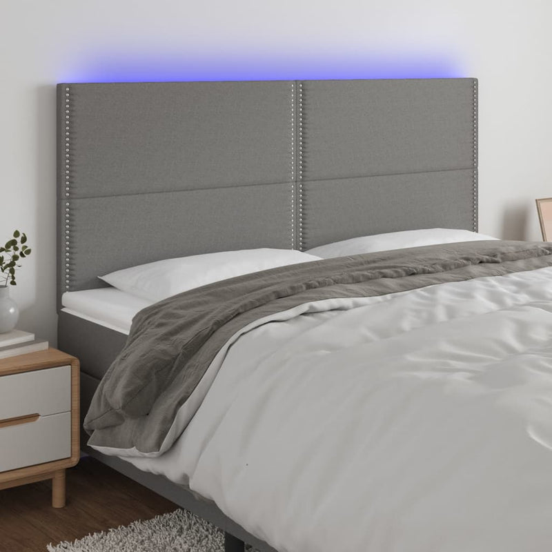 LED Headboard Dark Grey 160 cm Fabric