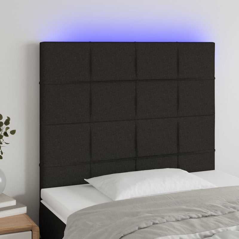 LED Headboard Black 100 cm Fabric