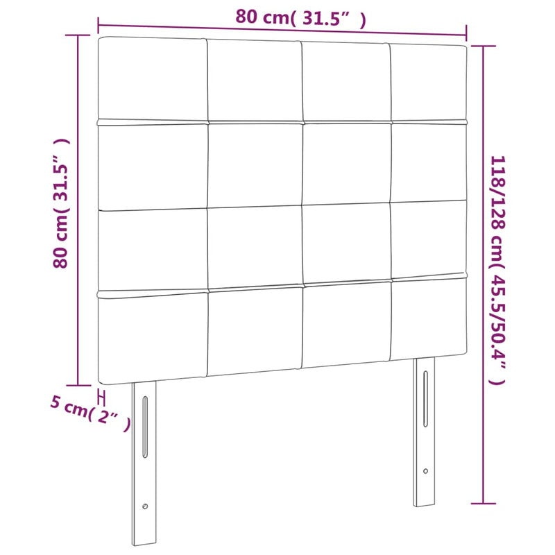 LED Headboard Black 80x5x118/128 cm Velvet