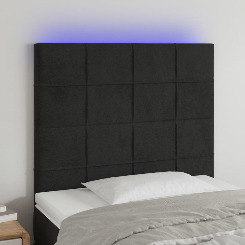 LED Headboard Black 80x5x118/128 cm Velvet