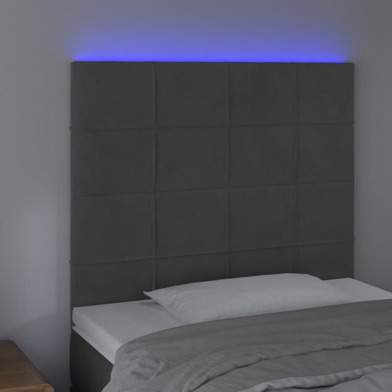 LED Headboard Dark Grey 100x5x118/128 cm Velvet