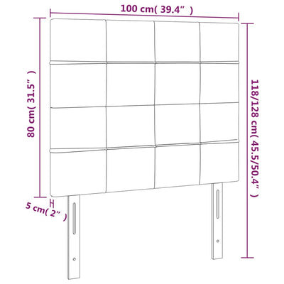 LED Headboard Dark Grey 100x5x118/128 cm Velvet