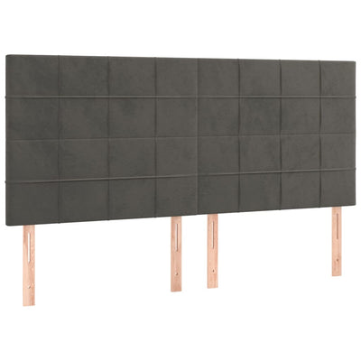 LED Headboard Dark Grey 160 cm Velvet