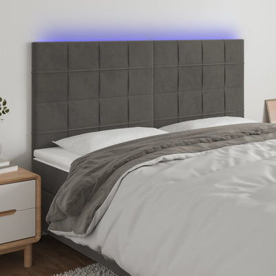 LED Headboard Dark Grey 160 cm Velvet