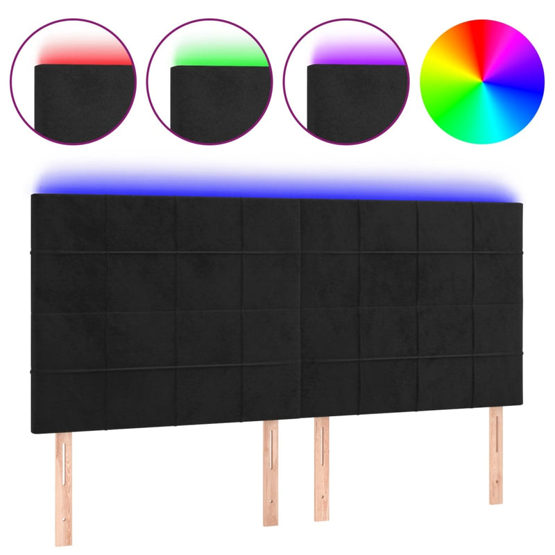 LED Headboard Black 200 cm Velvet