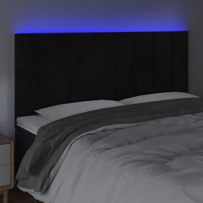 LED Headboard Black 200 cm Velvet