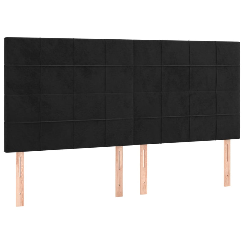 LED Headboard Black 200 cm Velvet