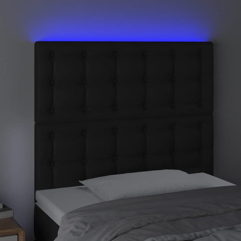 LED Headboard Black 80 cm Faux Leather